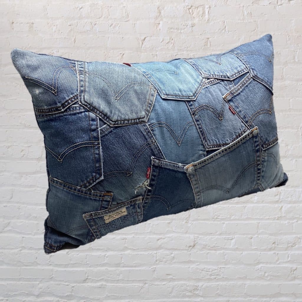 Abstract Art Throw Pillow | Levi's Jeans Patchwork Pockets Cushions