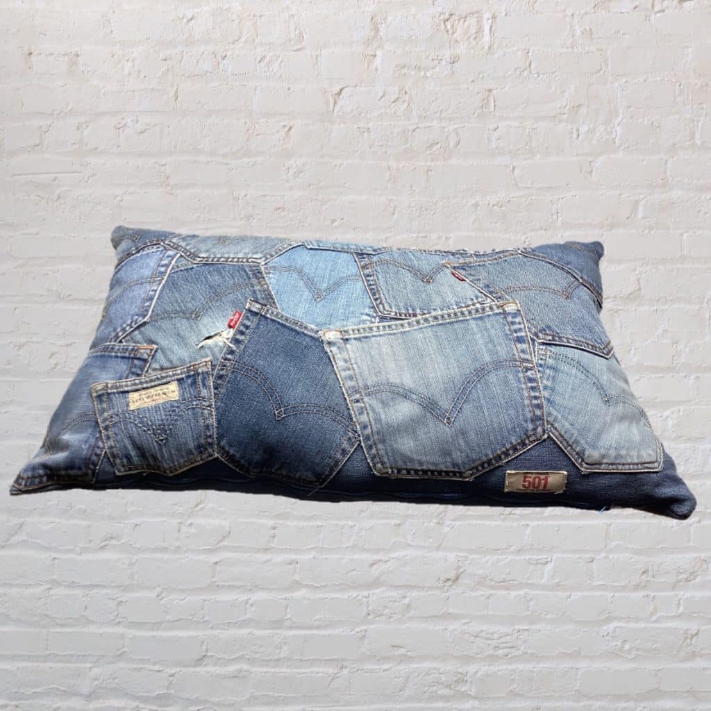 Abstract Art Throw Pillow | Levi's Jeans Patchwork Pockets Cushions