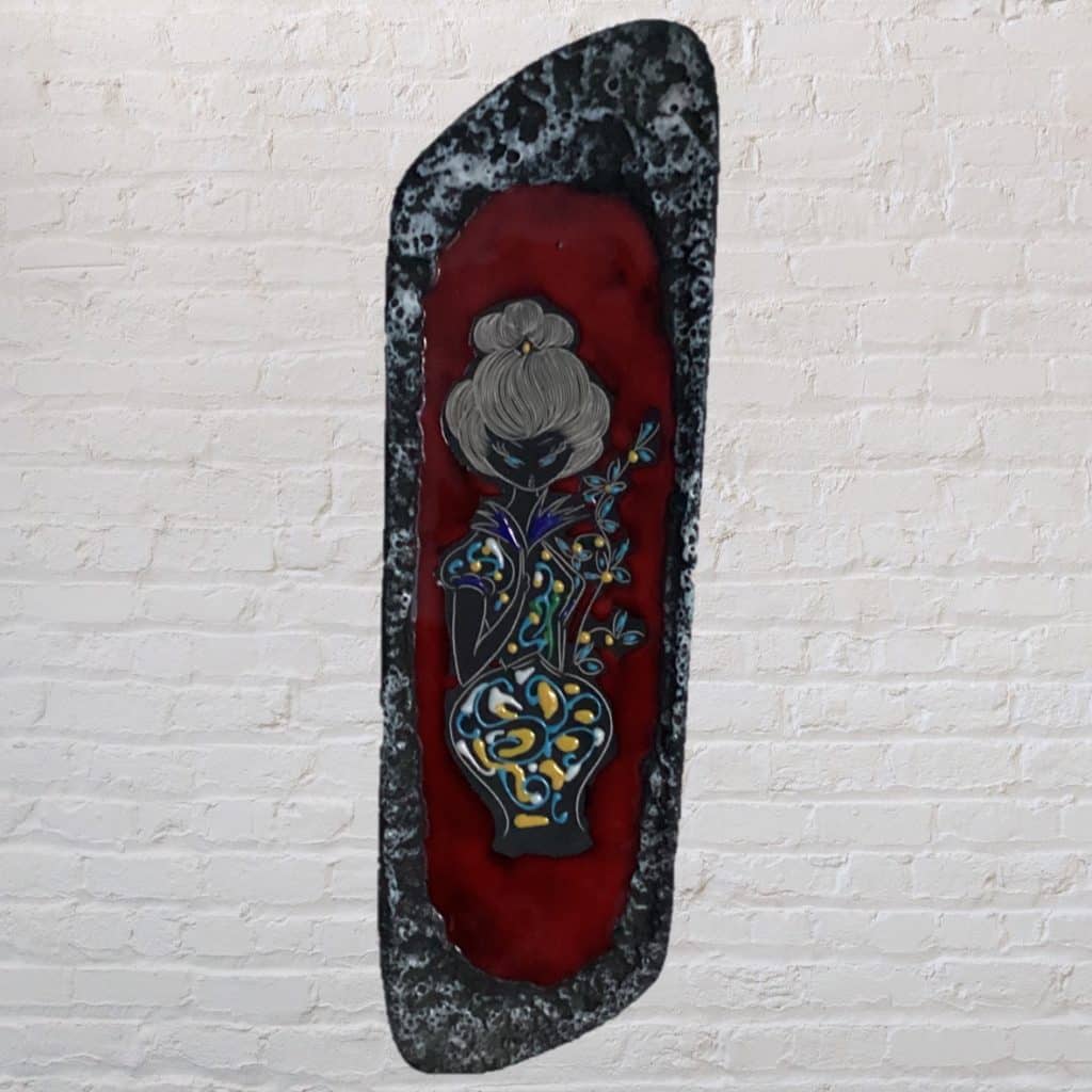 Vintage Pottery Wall Art | Italian San Marino Fat Lava Enamel Wall Plaque