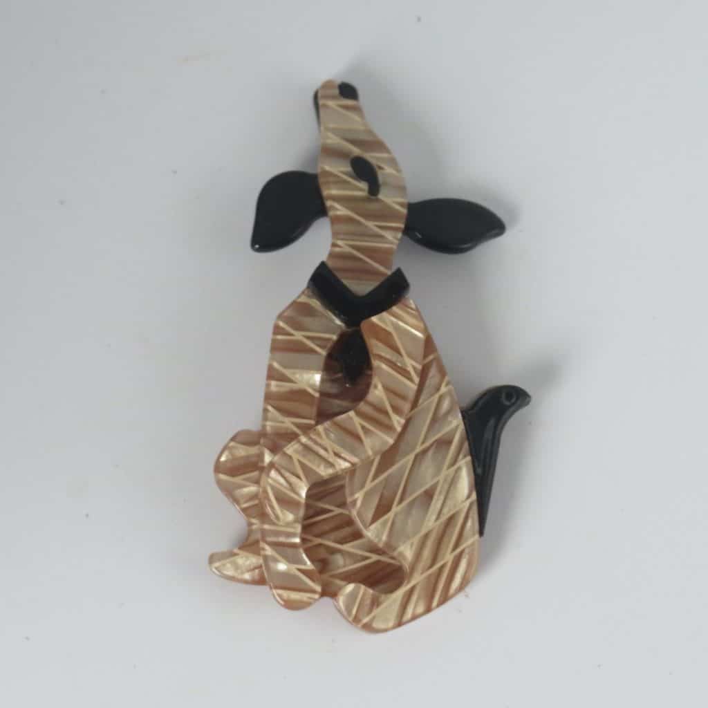Lucite Plastic Hound Dog | Howling Brooch Pin Vintage Brooch