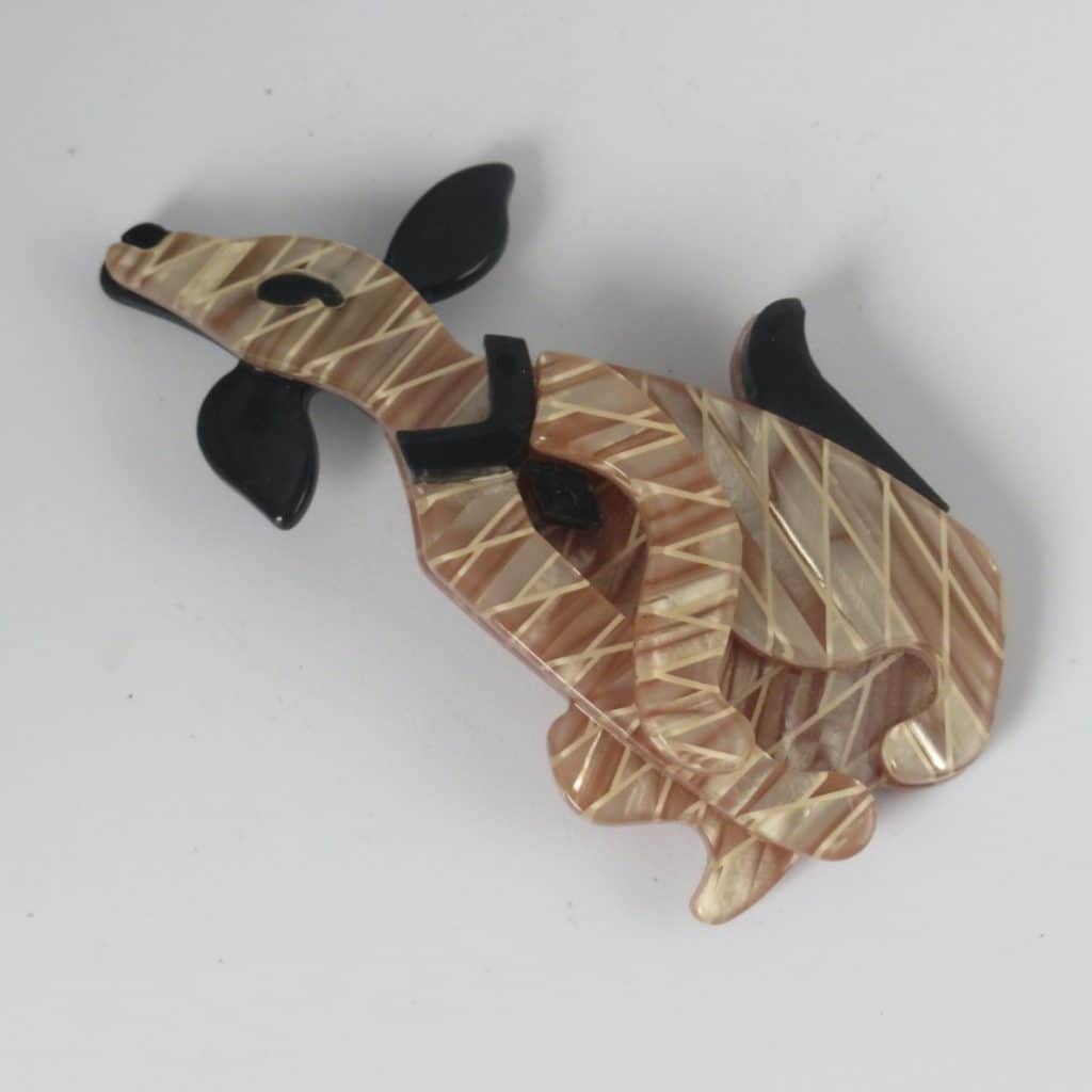 Lucite Plastic Hound Dog | Howling Brooch Pin Vintage Brooch