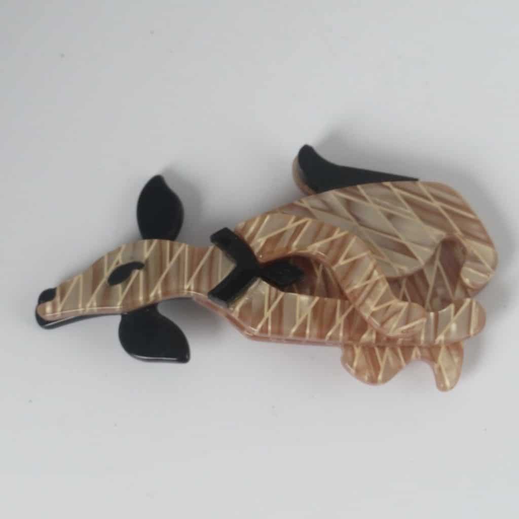 Lucite Plastic Hound Dog | Howling Brooch Pin Vintage Brooch