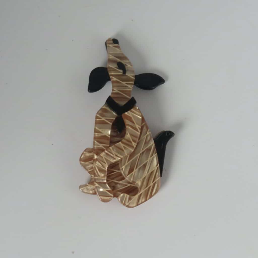 Lucite Plastic Hound Dog | Howling Brooch Pin Vintage Brooch