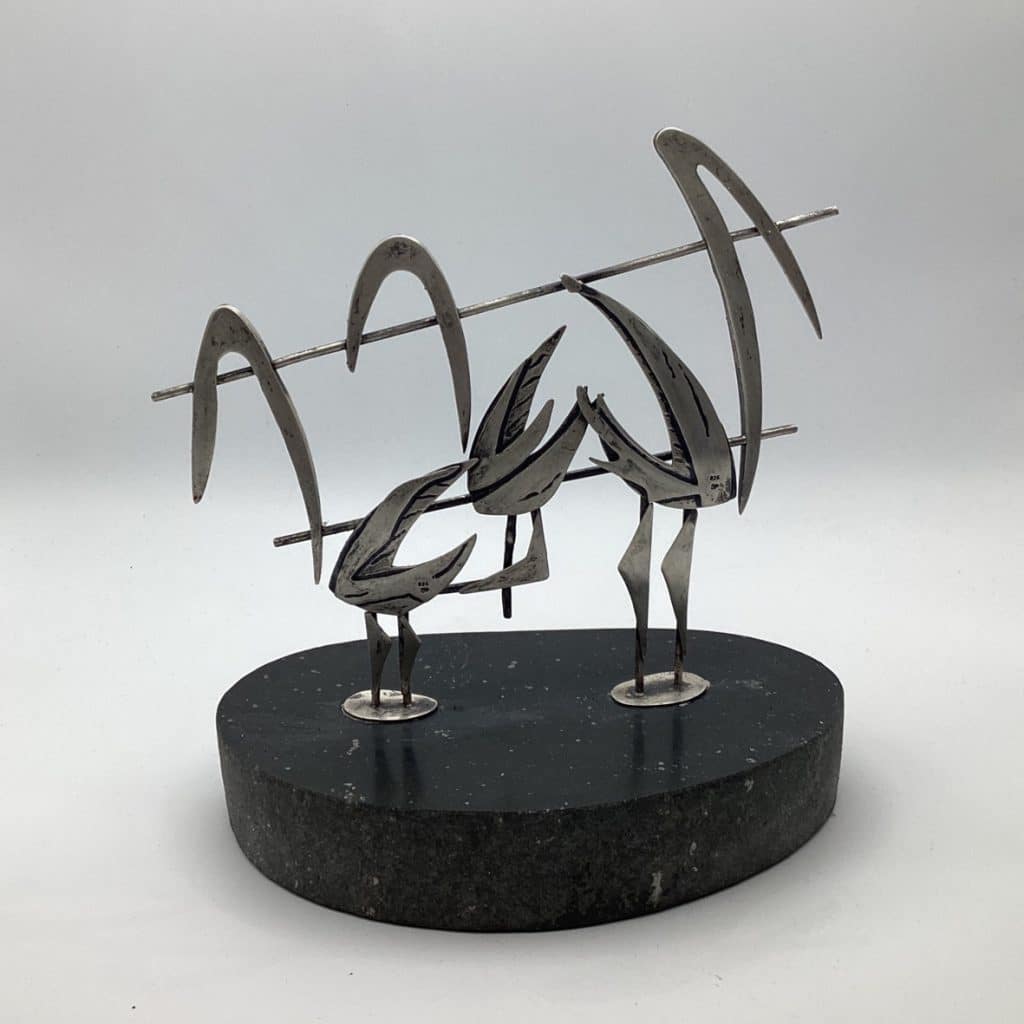 Abstract Modernist Sculpture 925 SP | Vintage Flamingo Birds Art