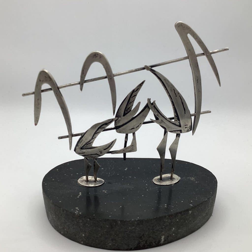 Abstract Modernist Sculpture 925 SP | Vintage Flamingo Birds Art