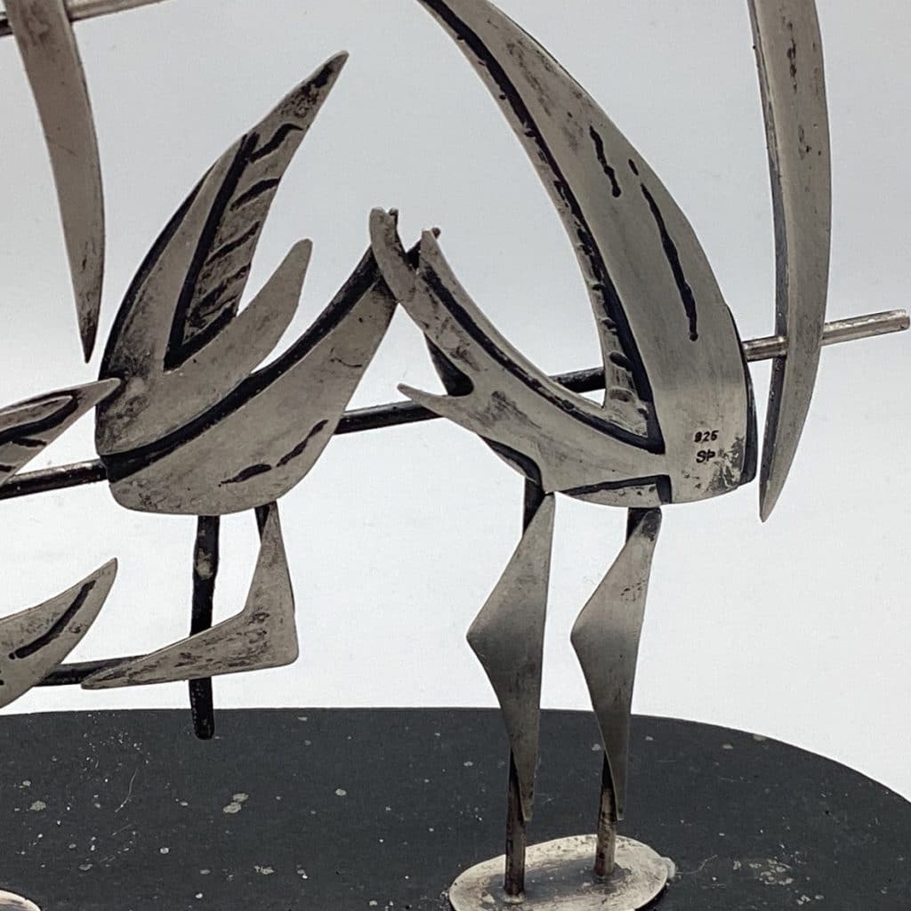 Abstract Modernist Sculpture 925 SP | Vintage Flamingo Birds Art