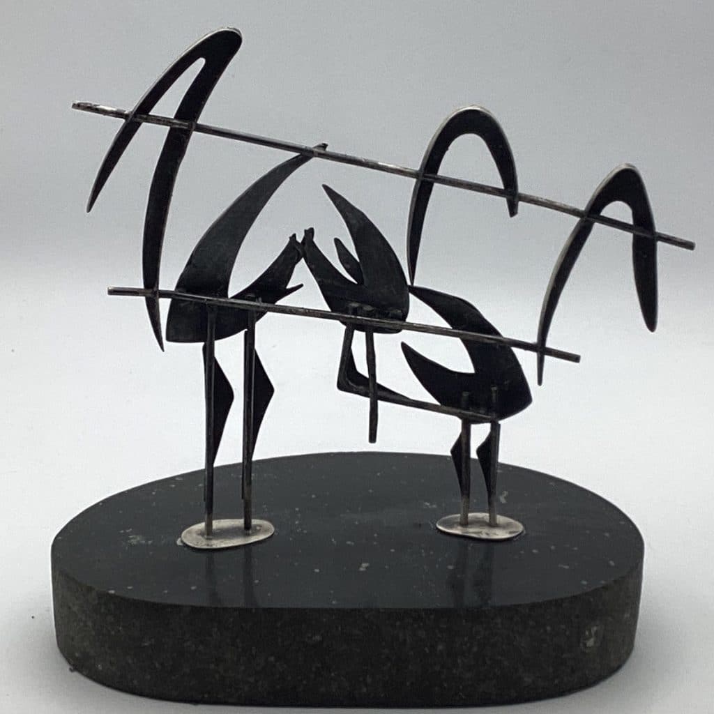 Abstract Modernist Sculpture 925 SP | Vintage Flamingo Birds Art
