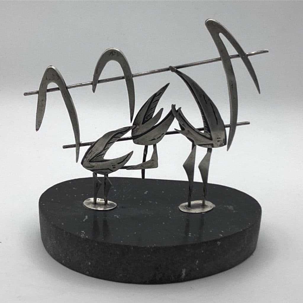 Abstract Modernist Sculpture 925 SP | Vintage Flamingo Birds Art