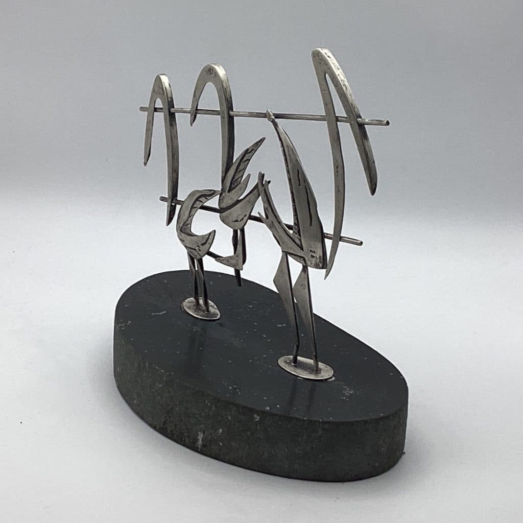 Abstract Modernist Sculpture 925 SP | Vintage Flamingo Birds Art