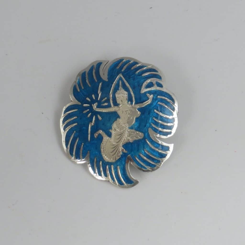 Siam Silver Pendant Brooch | Turquoise Enamel Silver Vintage Thailand