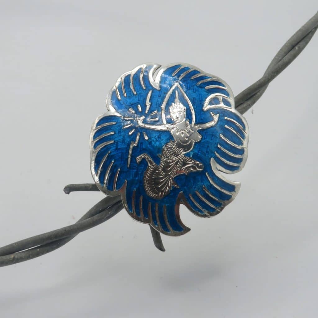Siam Silver Pendant Brooch | Turquoise Enamel Silver Vintage Thailand