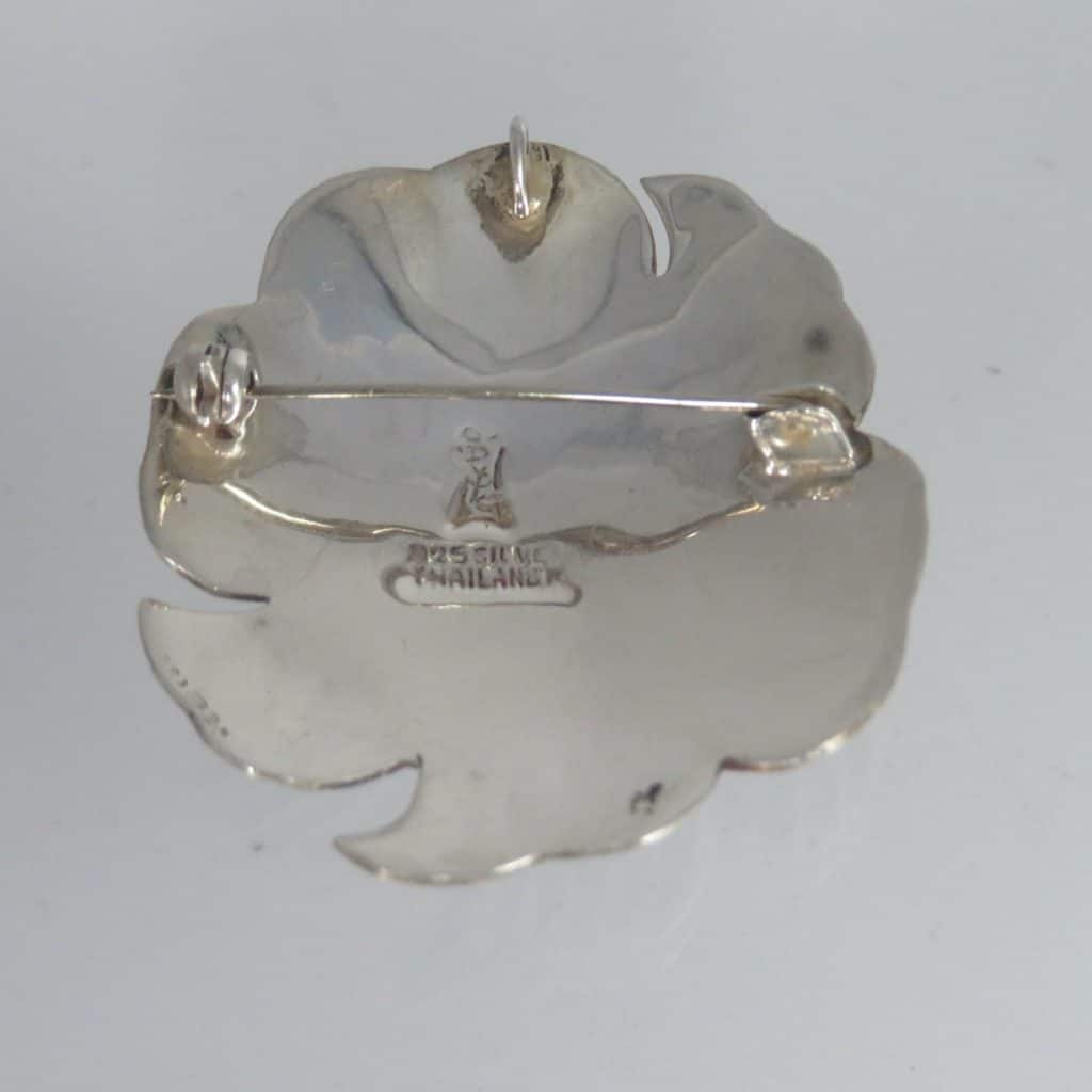 Siam Silver Pendant Brooch | Turquoise Enamel Silver Vintage Thailand