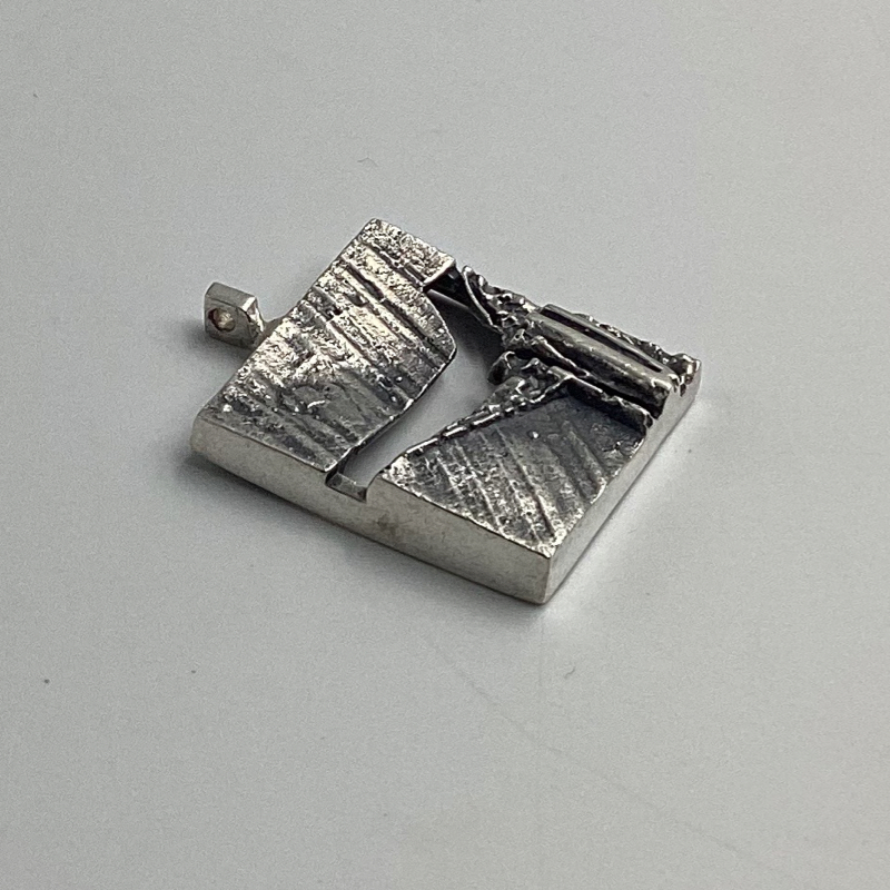 Modernist Silver Finland Pendant | Kultaseppa Oy Turku Finnish Abstract Art