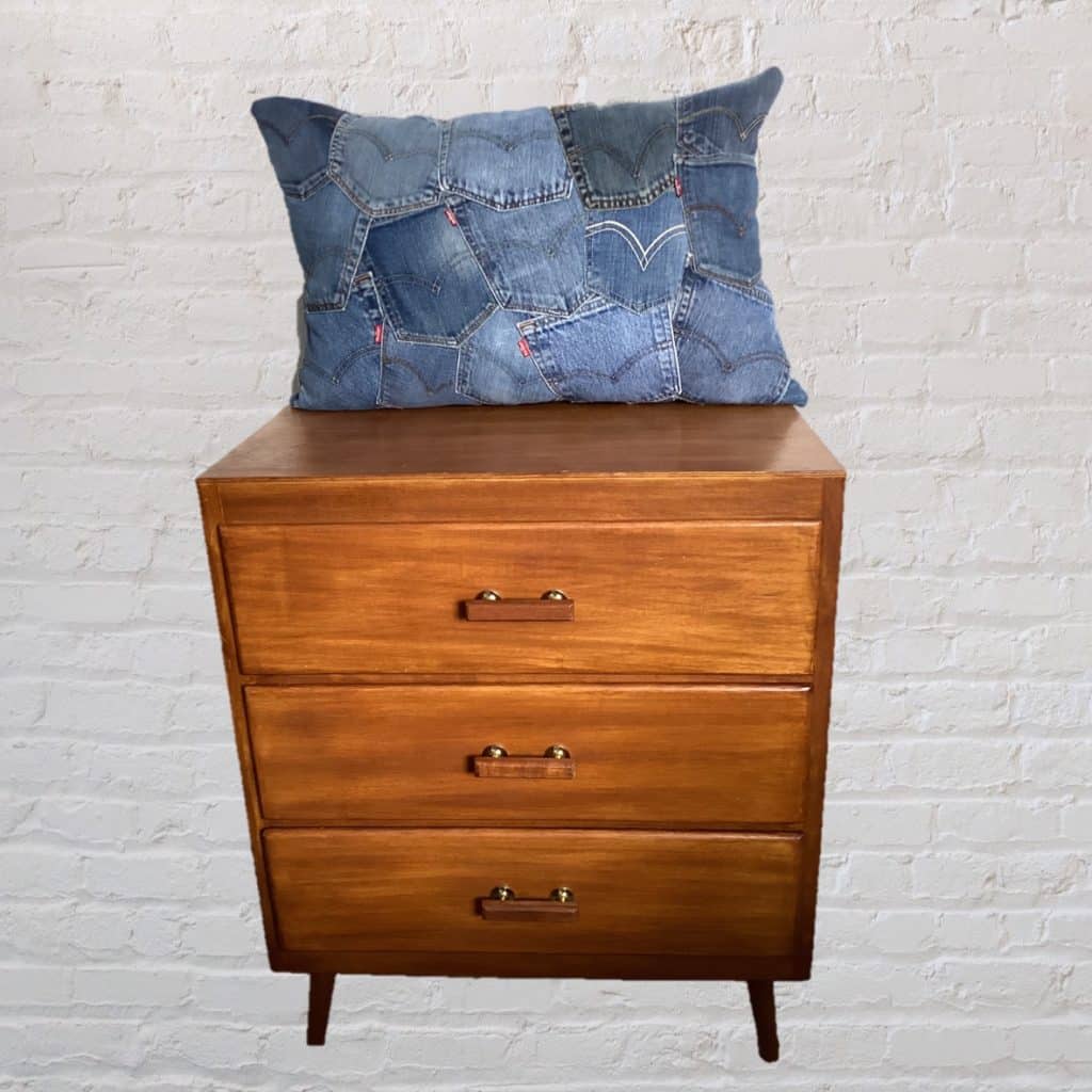 Abstract Levi’s oversized Cushion | Blue denim pockets patchwork pillow