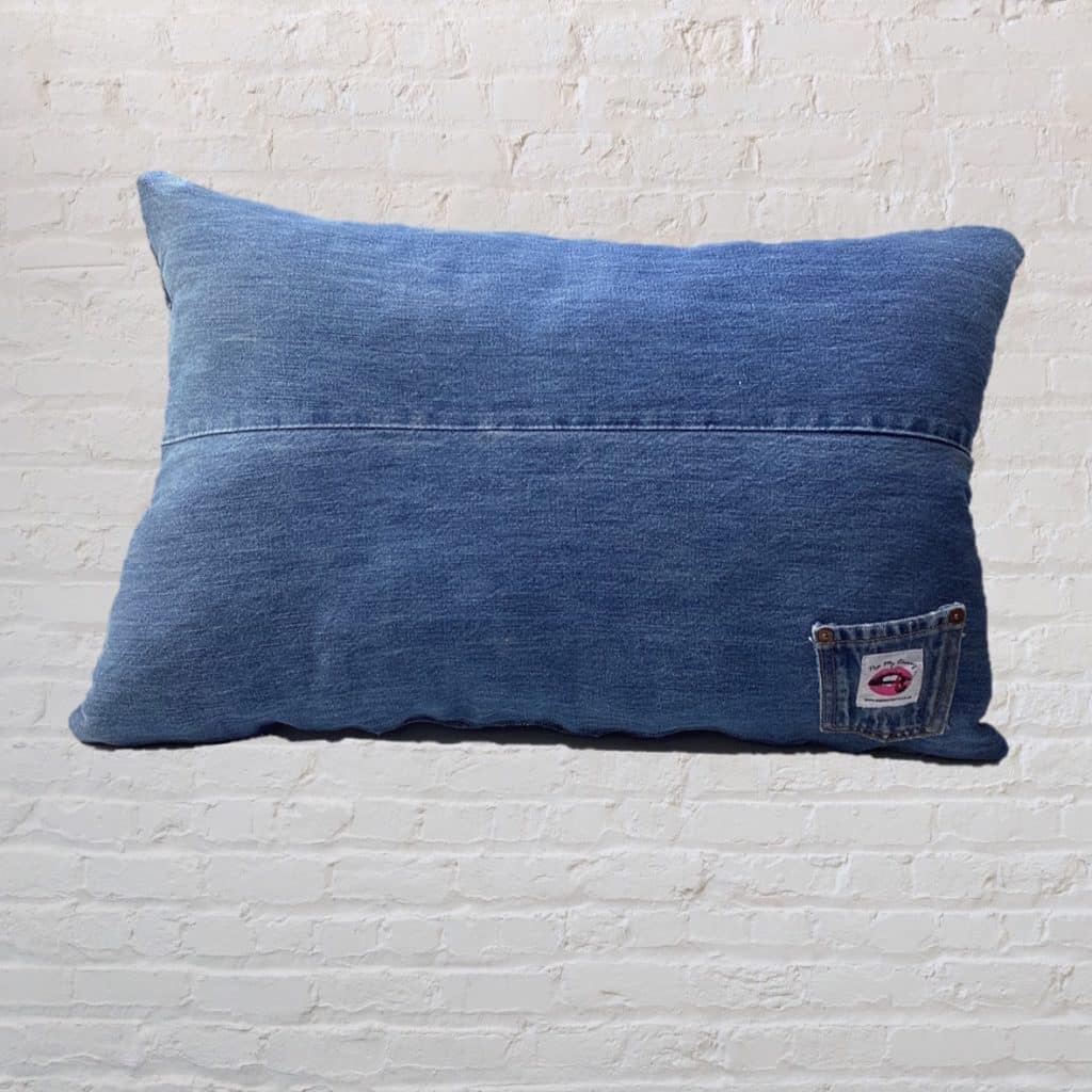 Abstract Levi's oversized Cushion | Blue denim pockets patchwork pillow