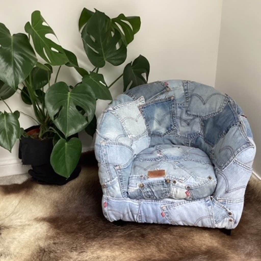 Levi's upholstered Tub Chair | Vintage Levi's denim pockets design