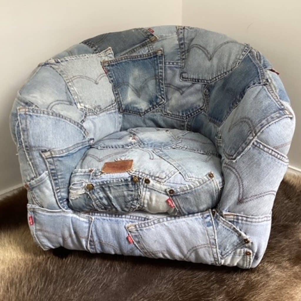 Levi's upholstered Tub Chair | Vintage Levi's denim pockets design