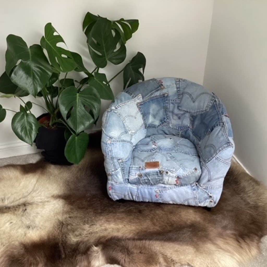 Levi's upholstered Tub Chair | Vintage Levi's denim pockets design