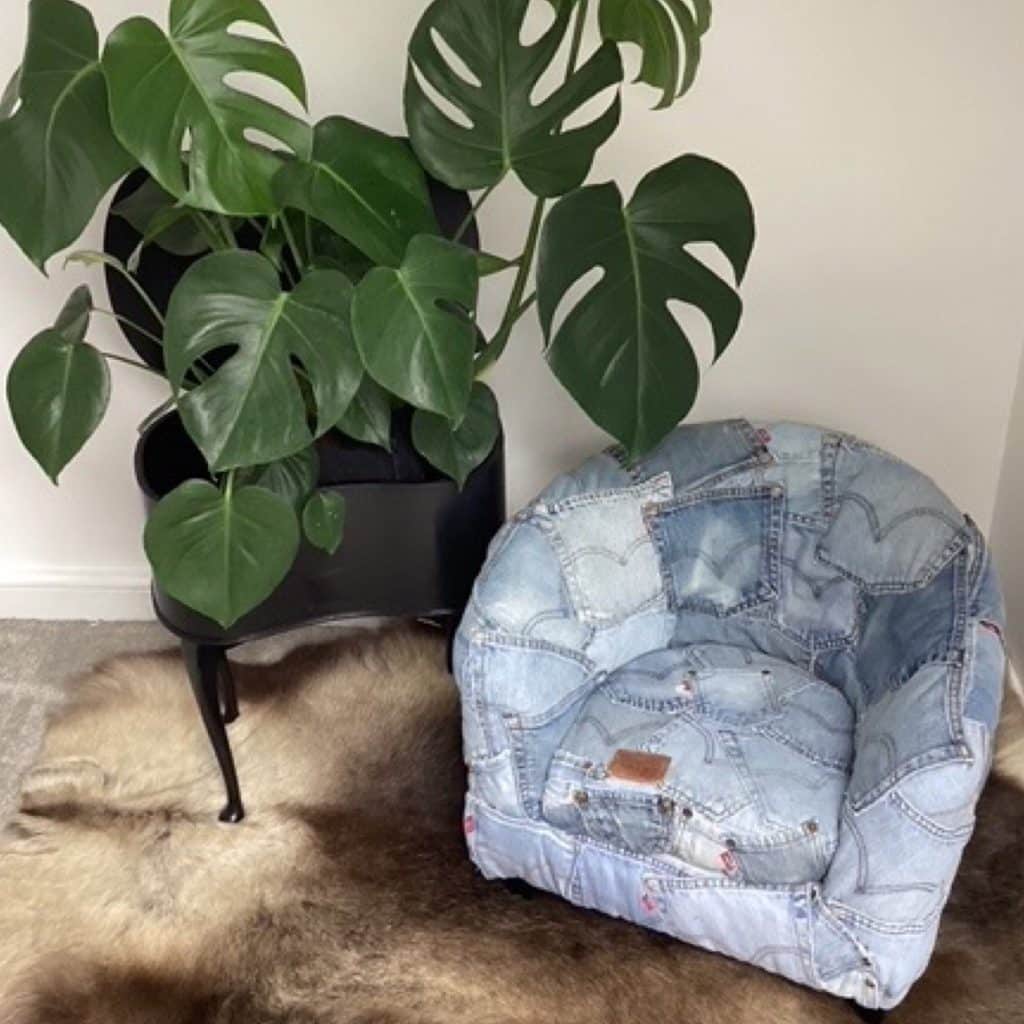 Levi's upholstered Tub Chair | Vintage Levi's denim pockets design
