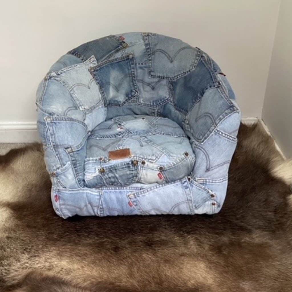Levi's upholstered Tub Chair | Vintage Levi's denim pockets design