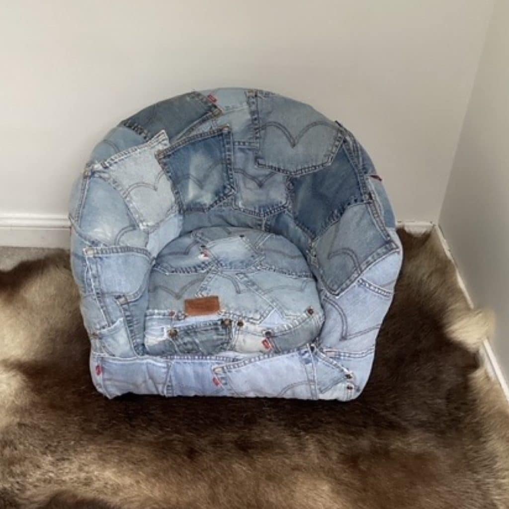 Levi's upholstered Tub Chair | Vintage Levi's denim pockets design
