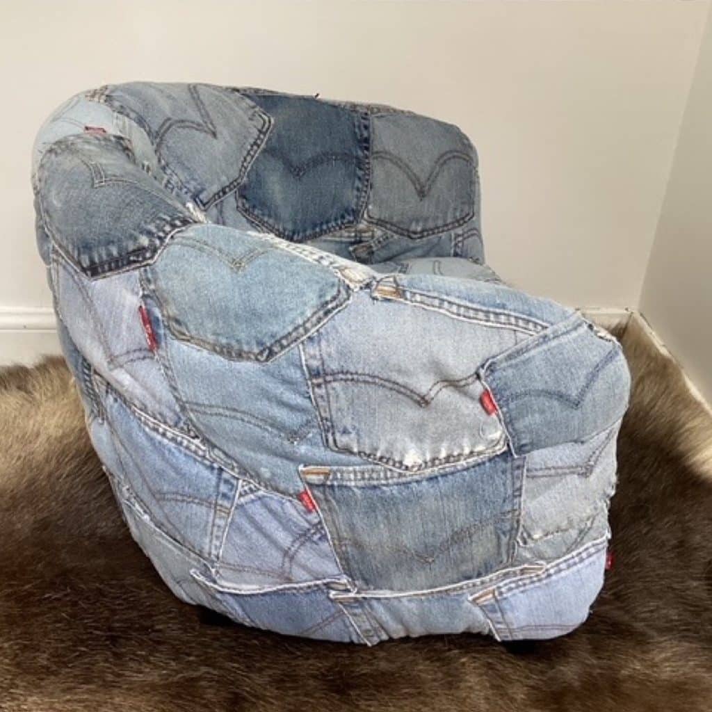 Levi's upholstered Tub Chair | Vintage Levi's denim pockets design