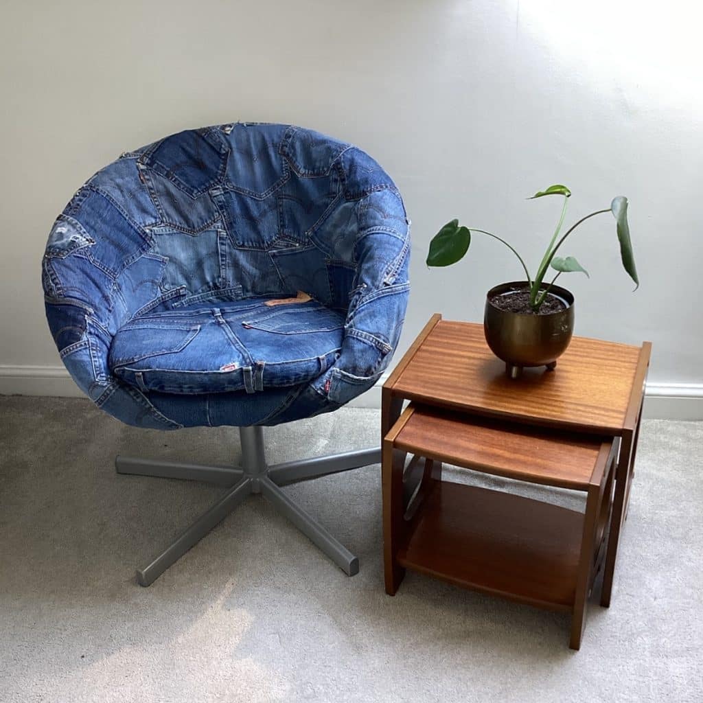 Levi's Jeans Tub Chair | Ikea Chair upholstered in Levi's denim pockets design