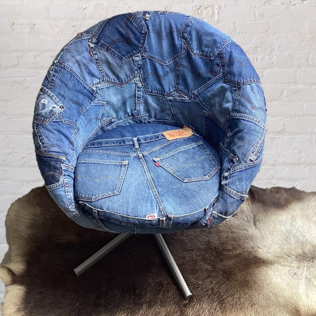 Levi's Jeans Tub Chair | Ikea Chair upholstered in Levi's denim pockets design