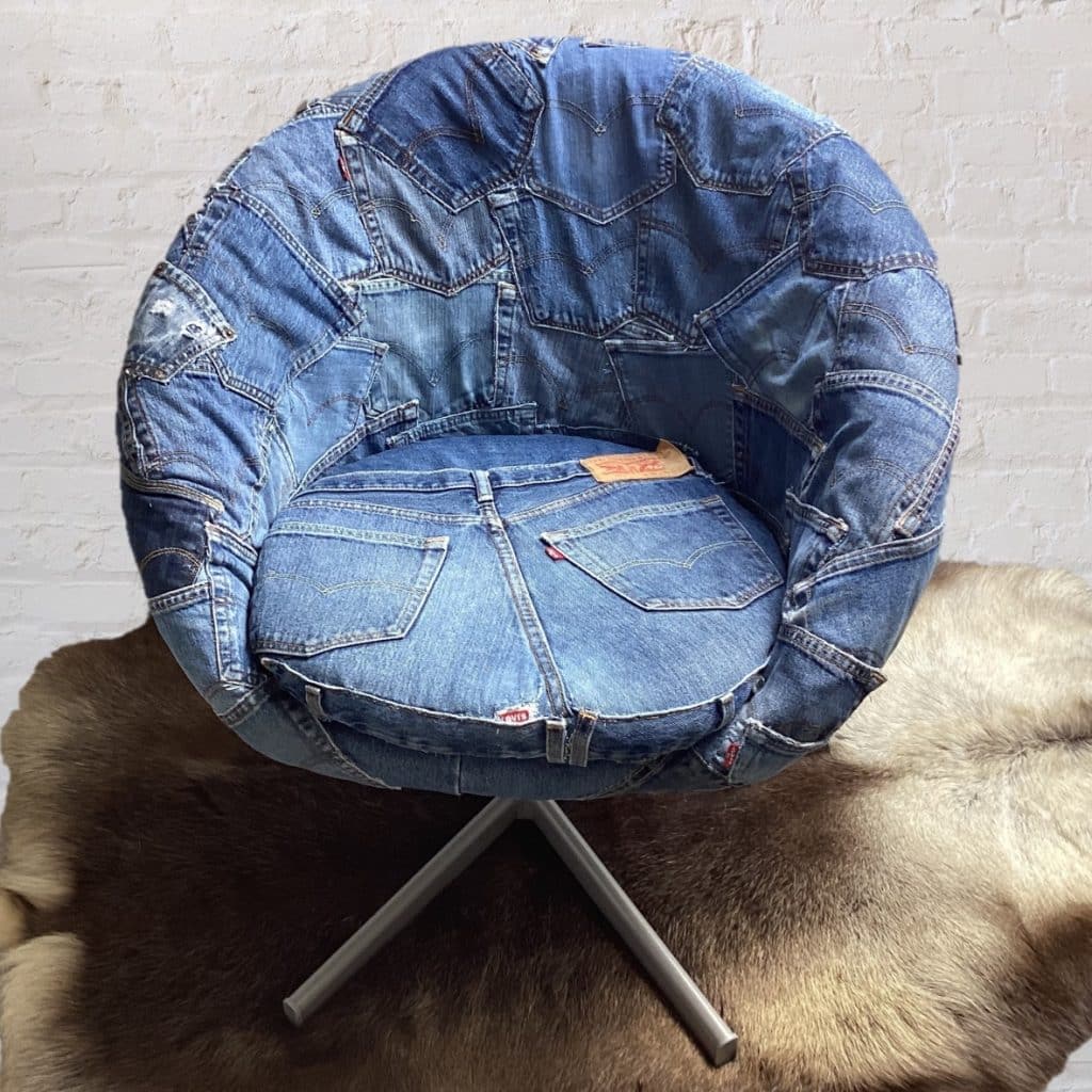 Levi's Jeans Tub Chair | Ikea Chair upholstered in Levi's denim pockets design