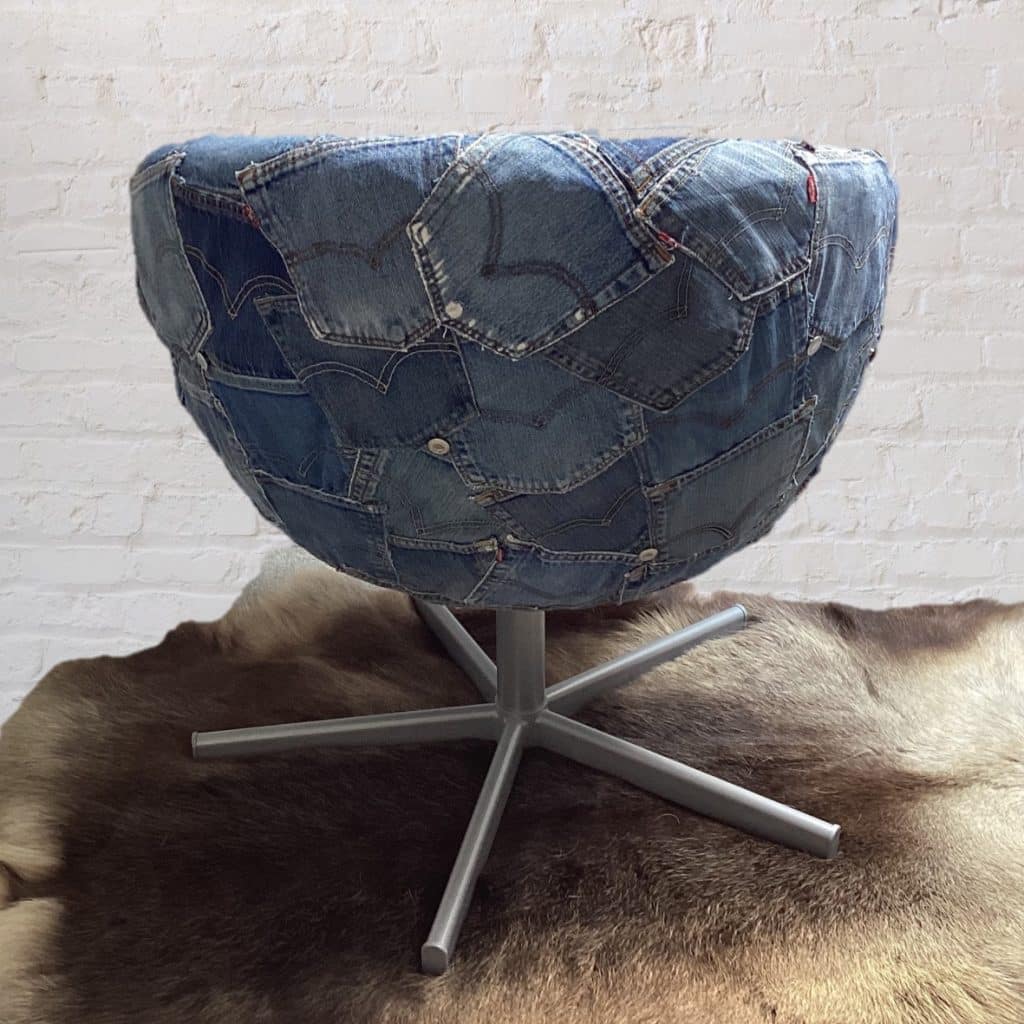 Levi's Jeans Tub Chair | Ikea Chair upholstered in Levi's denim pockets design