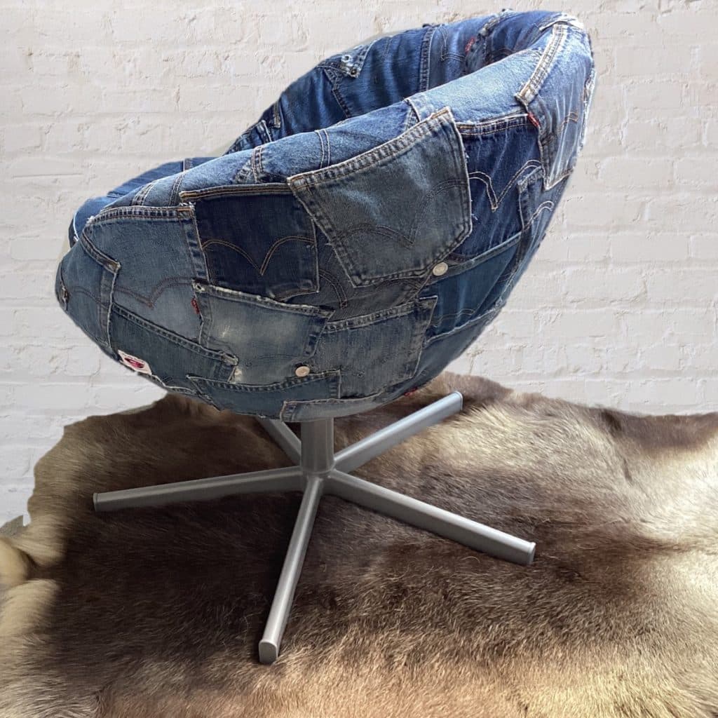 Levi's Jeans Tub Chair | Ikea Chair upholstered in Levi's denim pockets design
