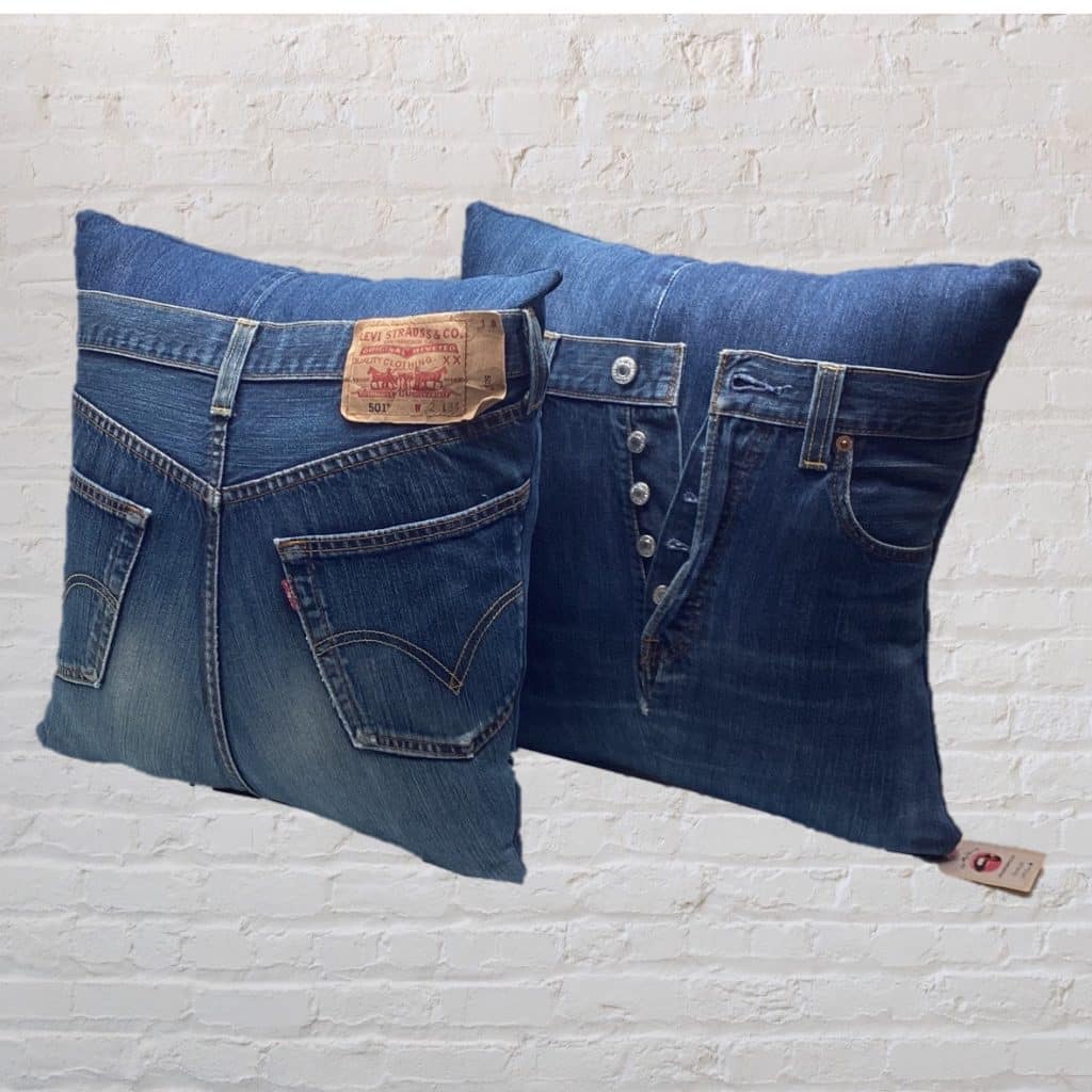 Designer Levi's 501 Pillows | Pair vintage Jeans Unique Cushions