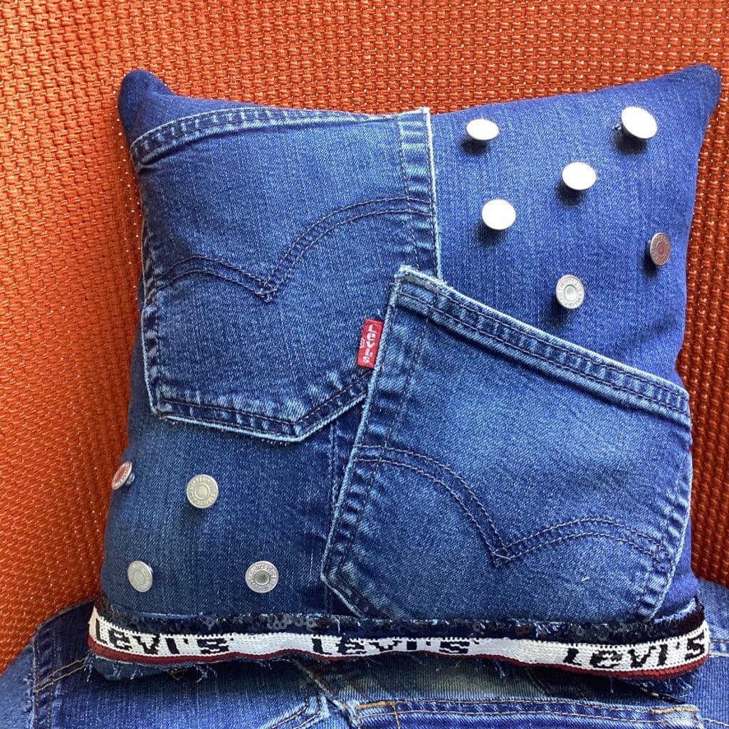 Vintage Levi's iconic Chair | Lloyd Loom Upholstered in Levi's denim Jeans pockets
