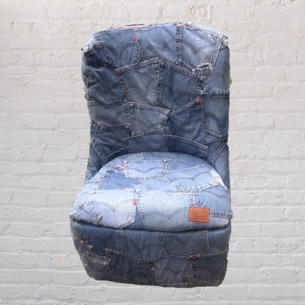 Vintage iconic Chair | Upholstered in Levi's denim Jeans pockets