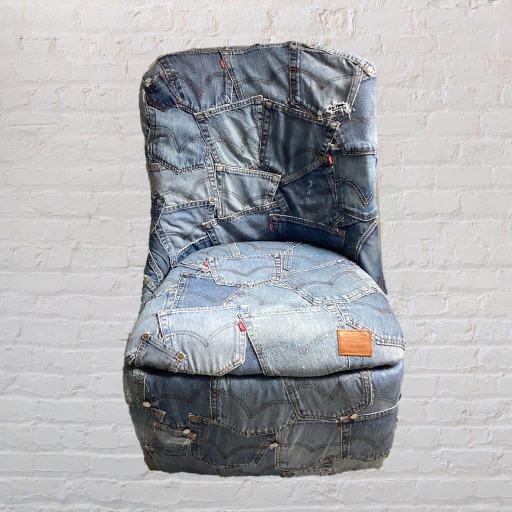 Vintage iconic Chair | Upholstered in Levi's denim Jeans pockets