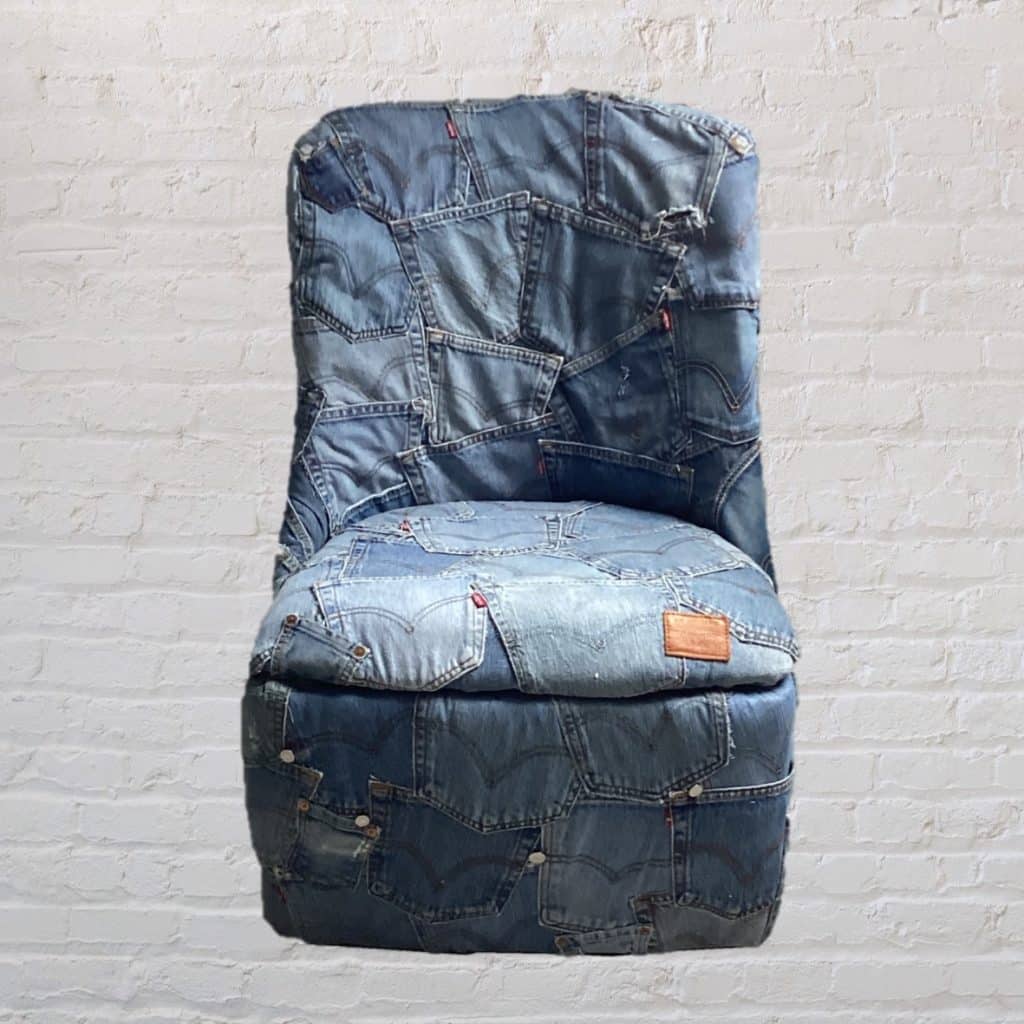 Vintage iconic Chair | Upholstered in Levi's denim Jeans pockets