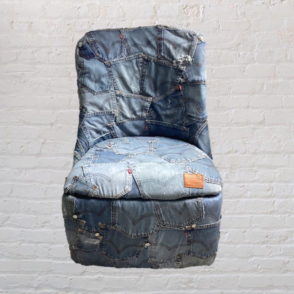 Vintage iconic Chair | Upholstered in Levi's denim Jeans pockets