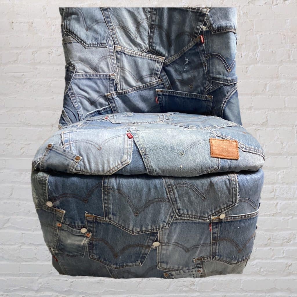 Vintage iconic Chair | Upholstered in Levi's denim Jeans pockets