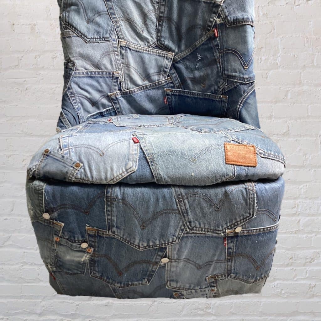 Vintage iconic Chair | Upholstered in Levi's denim Jeans pockets
