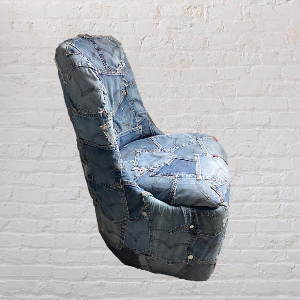 Vintage iconic Chair | Upholstered in Levi's denim Jeans pockets