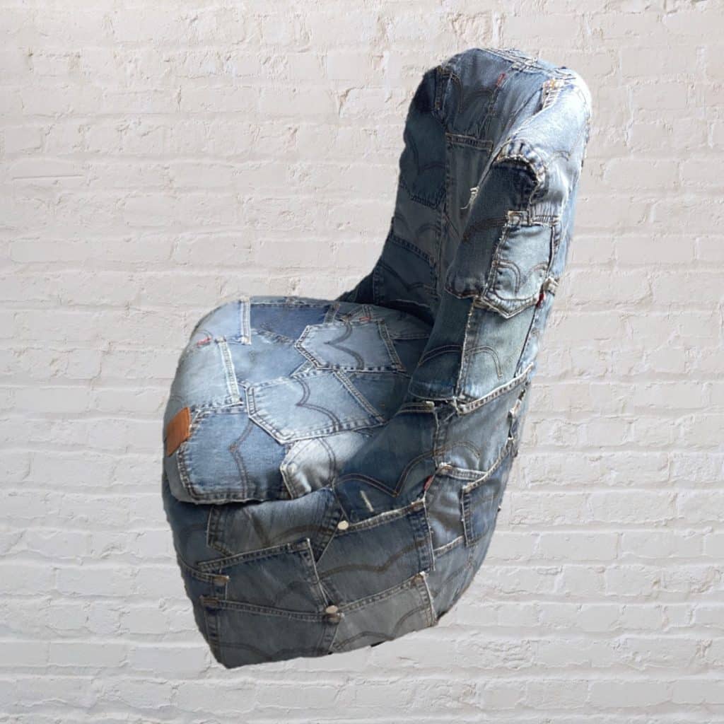 Vintage iconic Chair | Upholstered in Levi's denim Jeans pockets