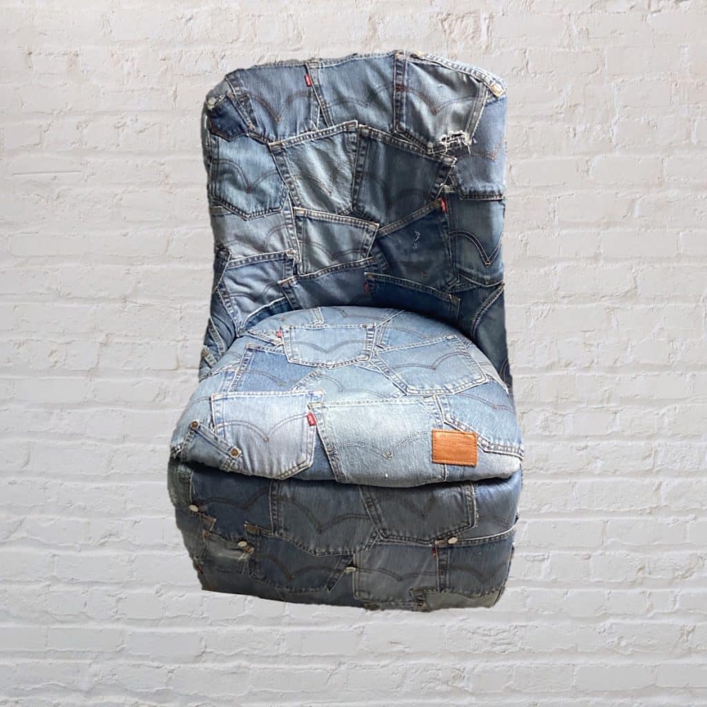 Vintage iconic Chair | Upholstered in Levi's denim Jeans pockets