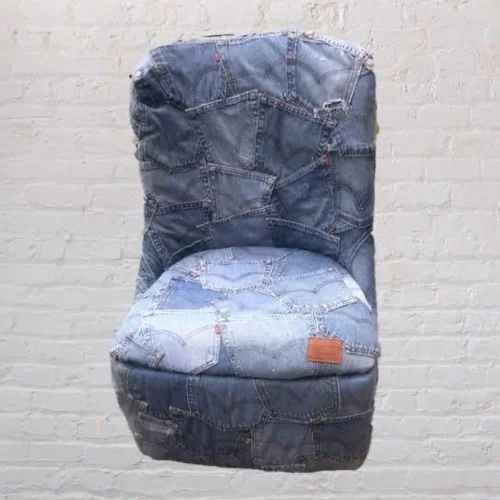 Vintage iconic Chair | Upholstered in Levi’s denim Jeans pockets