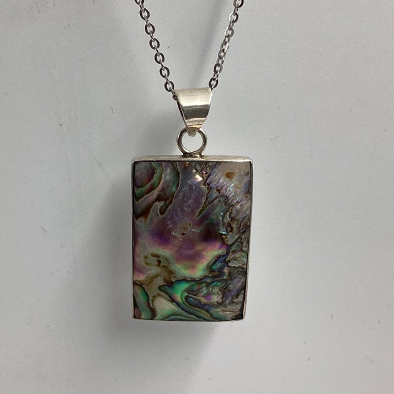 Abalone Shell Pendant in Sterling Silver – Iridescent Ocean Jewelry