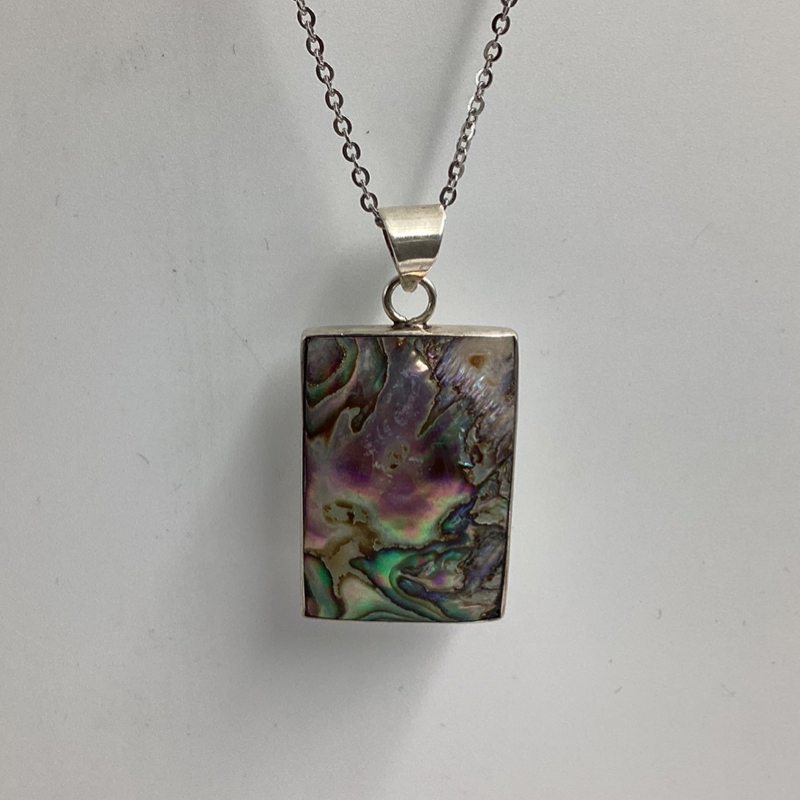 Vintage abalone shell pendant | Silver 925 Stunning Necklace
