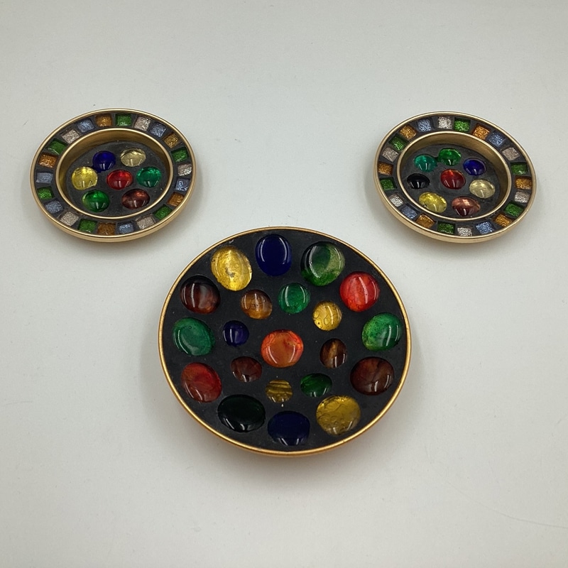 1960s Mid Century Mosaic Pebble Dishes | Set of three