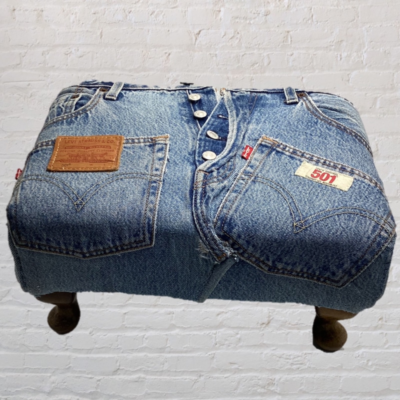 Levi’s 501 Reworked Footstool – Vintage Denim Home Decor