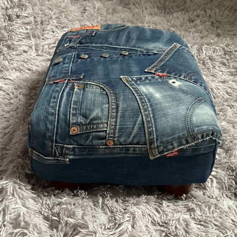 Retro Mid-Century Footstool | Levi’s 501 Denim Furniture