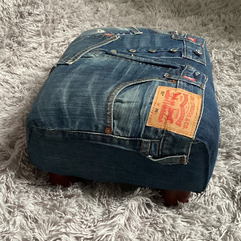 Retro Mid-Century Footstool | Levi’s 501 Denim Furniture