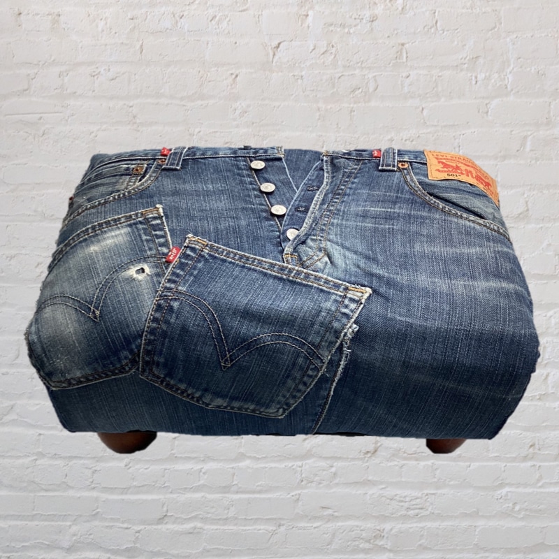 Retro Mid-Century Footstool | Levi’s 501 Denim Furniture